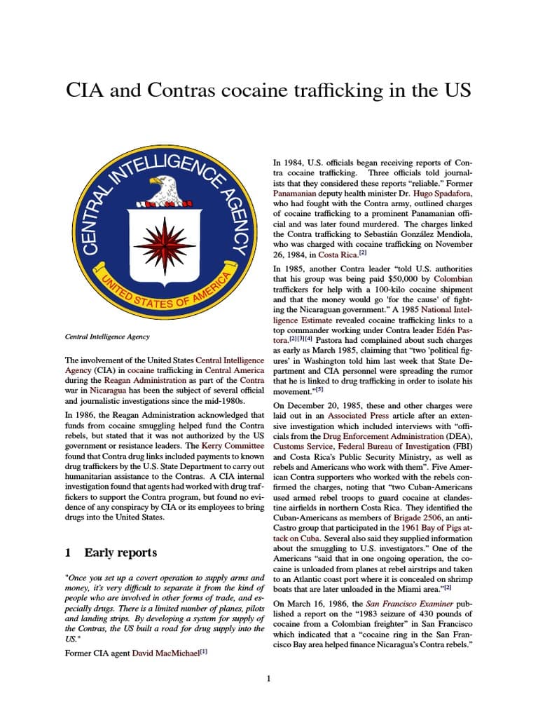 The CIA facilitated cocaine trafficking by Contra rebels, fueling the crack epidemic in American cities