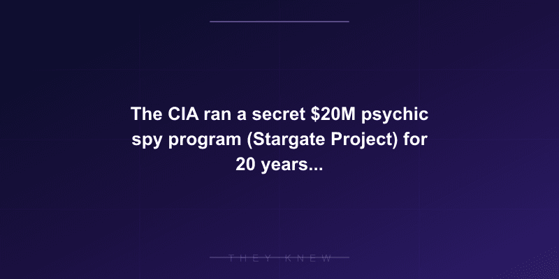 The CIA ran a secret $20M psychic spy program (Stargate Project) for 20 years — declassified in 2017 — documented evidence