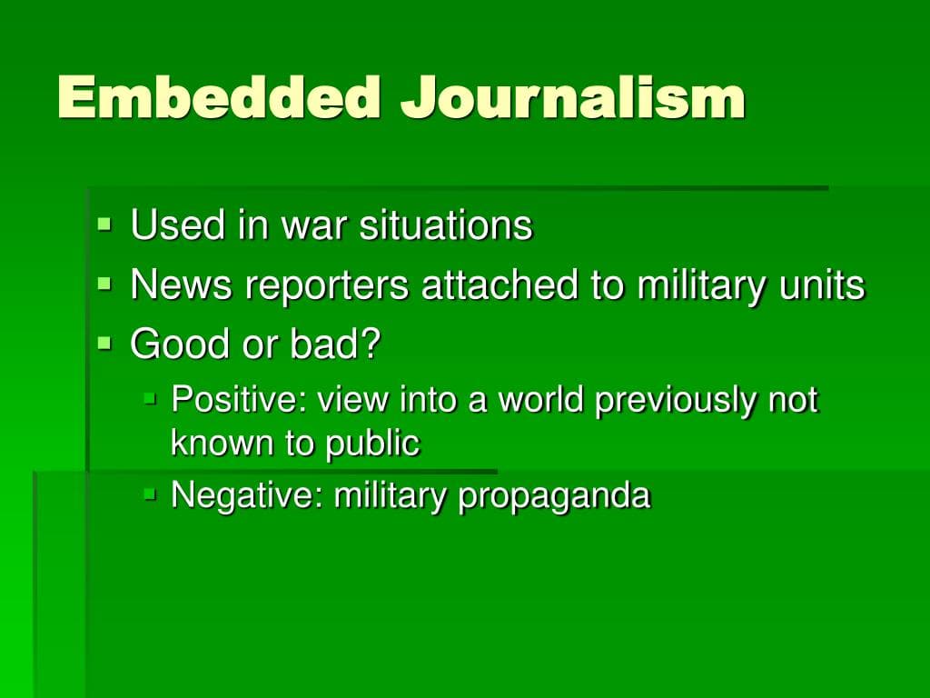 Embedded journalism was explicitly designed as 'information warfare' — the US military's own words — documented evidence