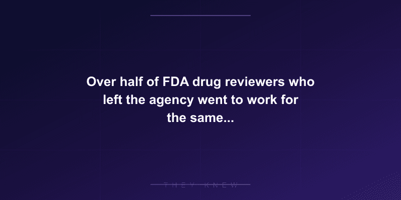Over half of FDA drug reviewers who left the agency went to work for the same pharmaceutical companies whose drugs they approved — documented evidence