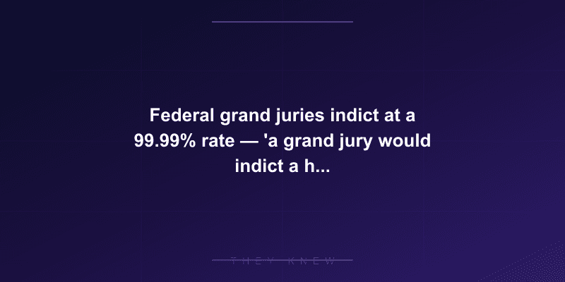 Federal grand juries indict at a 99.99% rate — 'a grand jury would indict a ham sandwich' — but decline to indict police officers — documented evidence
