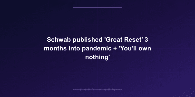 Schwab published 'Great Reset' 3 months into pandemic + 'You'll own nothing' — documented evidence