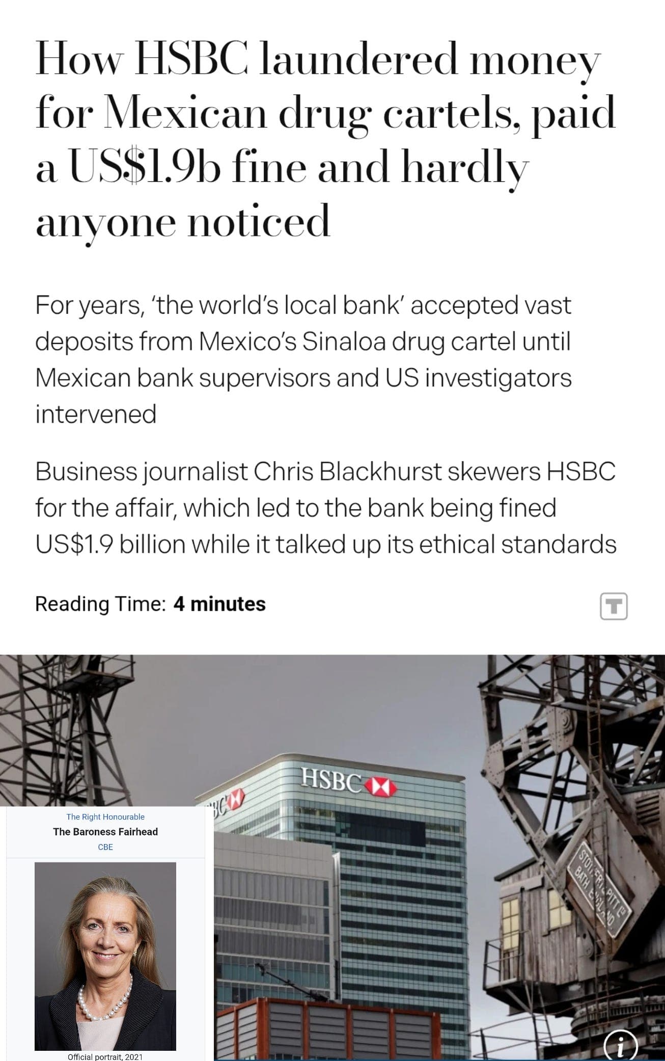 HSBC laundered $881 million for the Sinaloa Cartel and failed to monitor $670 billion in suspicious transactions — documented evidence