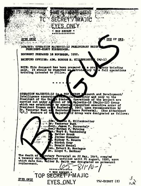 The 'Majestic 12' documents alleged a secret committee of top officials was formed to manage UFO crash recoveries after Roswell — documented evidence