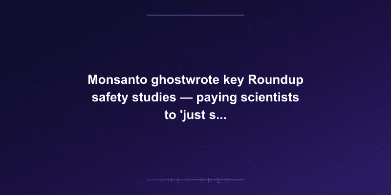 Monsanto ghostwrote key Roundup safety studies — paying scientists to 'just sign their names' — paper retracted 25 years later — documented evidence