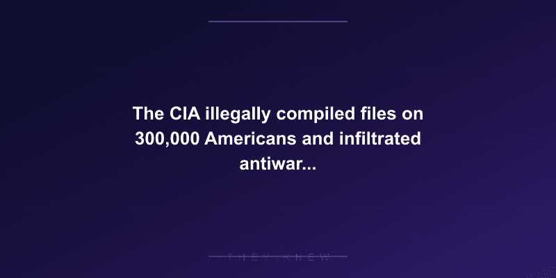 The CIA illegally compiled files on 300,000 Americans and infiltrated antiwar groups despite finding zero foreign influence — documented evidence