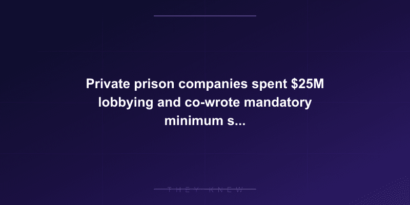 Private prison companies spent $25M lobbying and co-wrote mandatory minimum sentencing laws through ALEC to guarantee occupancy — documented evidence