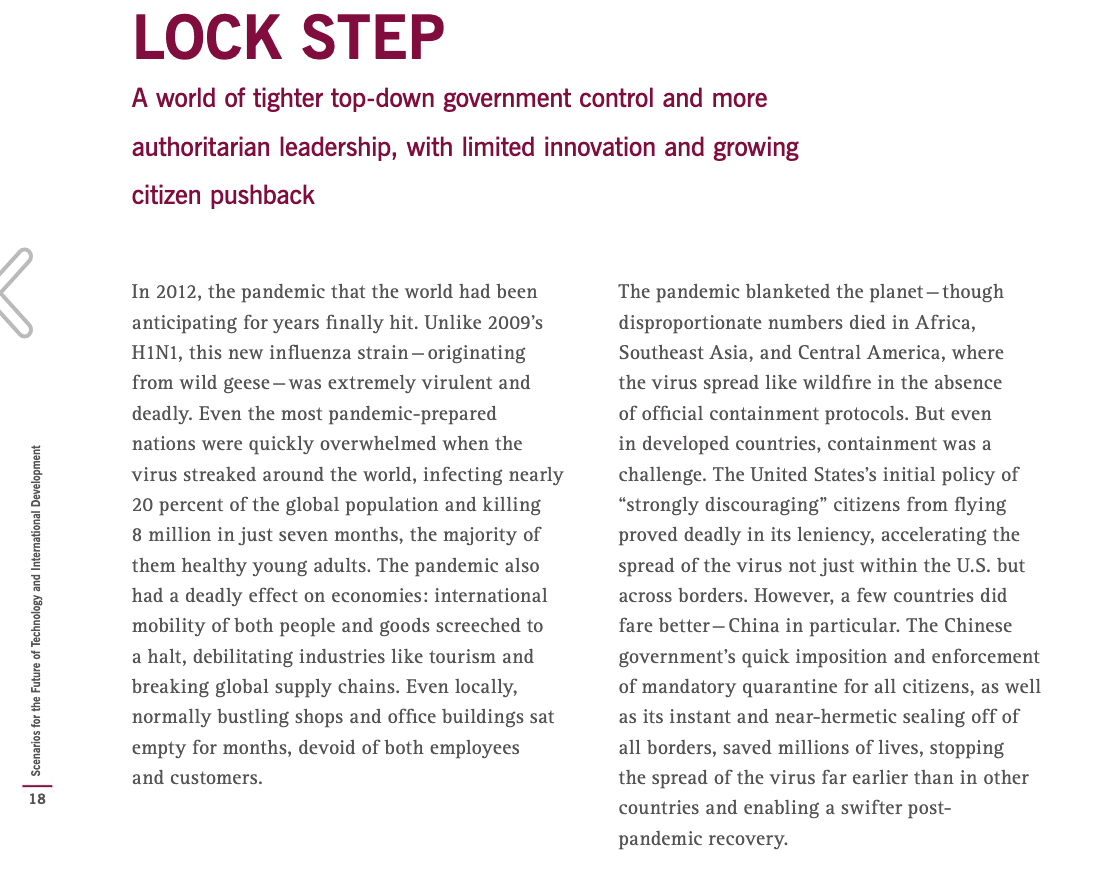 Rockefeller 2010 'Lock Step': pandemic from China, lockdowns, masks, control that 'stuck' — documented evidence
