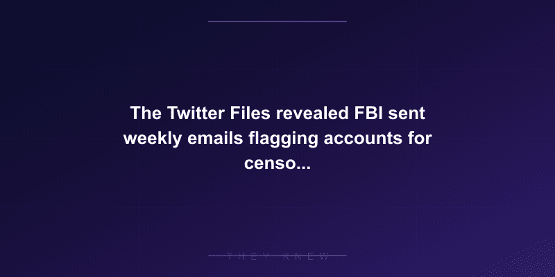 The Twitter Files revealed FBI sent weekly emails flagging accounts for censorship — a federal judge ruled it 'the most massive attack against free speech in United States history' — documented evidence