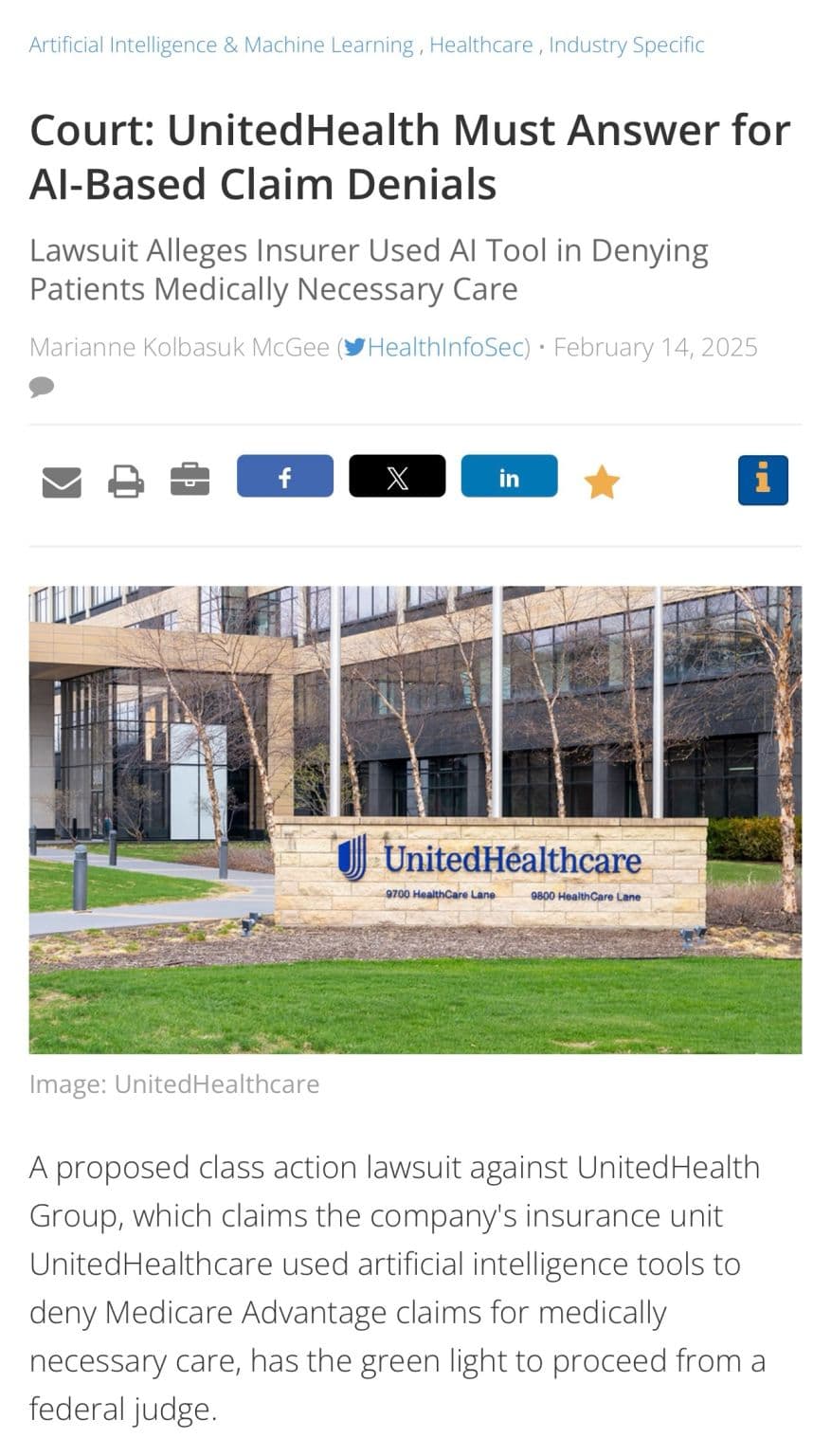 UnitedHealth's AI denied nursing home care to dying elderly — company knew the algorithm had a 90% error rate — documented evidence