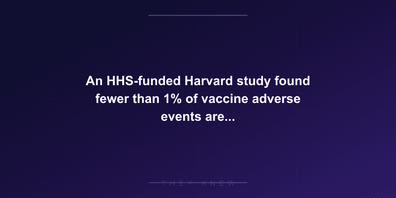 An HHS-funded Harvard study found fewer than 1% of vaccine adverse events are reported to VAERS — then the CDC refused to cooperate on the fix — documented evidence