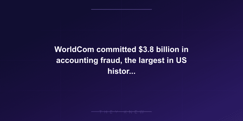 WorldCom committed $3.8 billion in accounting fraud, the largest in US history until Enron, CEO sentenced to 25 years — documented evidence